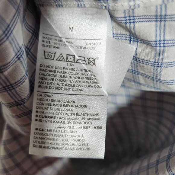 Old Navy Signature Shirt Mens Size Medium Plaid Button Front Long Sleeve No Iron - Picture 4 of 4